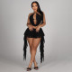 Sexy Tie Up Tops Ruffles Skirt 2 Piece Set GSZM-D26ST055