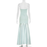Solid Color Strapless Slim Maxi Dress GSZM-C26DS075