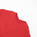 Solid Color Short Sleeve Backless Mini Dress GDSF-C26DS023