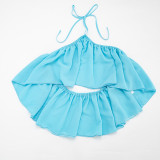 Solid Color Sexy Backless Tops Two Piece Shorts Set GSZM-Y26ST078