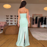 Solid Color Strapless Slim Maxi Dress GSZM-C26DS075