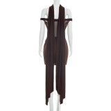 Sleeveless Pleated Mesh Mini Dress GSZM-J26DS053