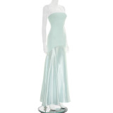 Solid Color Strapless Slim Maxi Dress GSZM-C26DS075