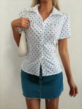 Polka Dots Print Short Sleeve Shirt GZYU-K26120070