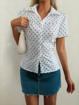 Polka Dots Print Short Sleeve Shirt GZYU-K26120070