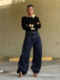 Fashion Patchwork Loose Straight Jeans GYLN-1025