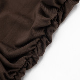 Sleeveless Solid Color Ruched Backless Mini Dress GSZM-D26DS056