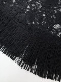 Plus Size Lace Patchwork Tassel Shawl + Sling Dress 2 Piece Set GKEN-AST051076