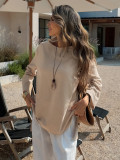 Solid Color Loose Long Sleeve Tops GZEY-K26120055