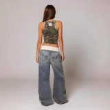 Fashion Patchwork Loose Straight Jeans GQLF-8564
