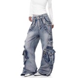 Fashion Multi Pockets Straight Jeans GQLF-910