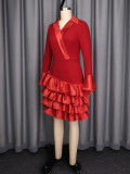 Satin Patchwork Ruffled Party Dress GKEN-ADR060161