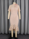 Short Sleeve 3D Bow Fishtail Dress GKEN-ADR060128