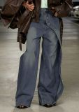 Plus Size Single Breasted Multi-button Washed Denim Jeans GYLN-YLN0312