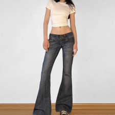 Casual Washed Flare Jeans GQLF-44330