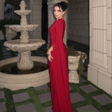 Solid Color Ruched Slash Neck Maxi Dress  GJYO-303986