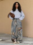 Plus Size Bear 3D Printed Loose Jeans GYLN-6035