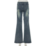 Vintage Low-Rise Button Jeans GQLF-6666