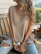 Solid Color Sleeveless Loose Tops GZEY-K26220066