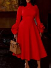 Plus Size Solid Color Long Sleeve Midi Dress GKEN-ADR060207