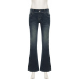 Casual Washed Flare Jeans GQLF-44330