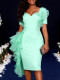 Solid Color Ruffles Midi Dress GKEN-ADR051216