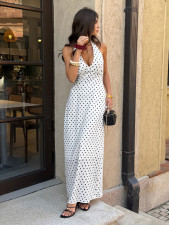 Polka Dots Print Halterneck Long Dress GZEY-D26230061