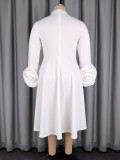 Plus Size Solid Color Long Sleeve Midi Dress GKEN-ADR060207