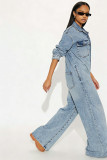 Fashion Denim Long Sleeve Jumpsuit GAKF-60116