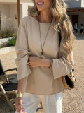 Solid Color Loose Long Sleeve Tops GZEY-K26120055