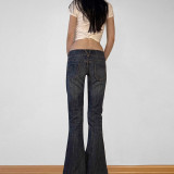 Casual Washed Flare Jeans GQLF-44330
