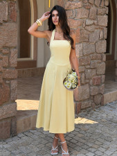 Halterneck Solid Color Backless Maxi Dress GZEY-D26230054