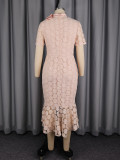 Short Sleeve 3D Bow Fishtail Dress GKEN-ADR060128