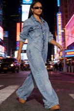 Fashion Denim Long Sleeve Jumpsuit GAKF-60116