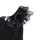 Plus Size Tassel Ruffles Deep V Neck Midi Dress GKEN-ADR051180