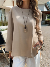 Solid Color Loose Long Sleeve Tops GZEY-K26120055