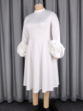 Plus Size Solid Color Long Sleeve Midi Dress GKEN-ADR060207