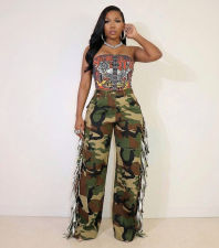 Camouflage Print Tassel Pants GSMJ-8026