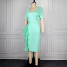 Solid Color Ruffles Midi Dress GKEN-ADR051216