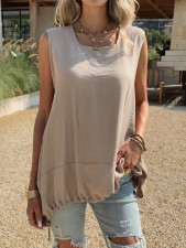 Solid Color Sleeveless Loose Tops GZEY-K26220066