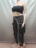 High Waisted Pleated Frayed-edge Straight Jeans GAKF-51101