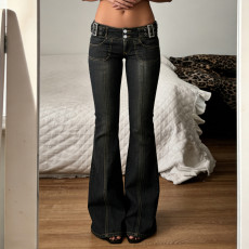 Fashion Patchwork Micro Flare Jeans GQLF-0134