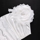 Slash Shoulder Satin 3D Flowers Mini Dress GKEN-ADR051238