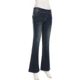 Casual Washed Flare Jeans GQLF-44330