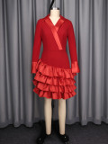 Satin Patchwork Ruffled Party Dress GKEN-ADR060161