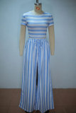 Stripe Short Sleeve Two Piece Pants Set GANY-LB2484