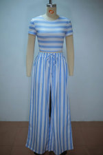 Stripe Short Sleeve Two Piece Pants Set GANY-LB2484