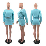 VIP1 Print Long Sleeve Two Piece Skirts Set QKYF-71634