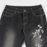 Retro Embroidery Flare Jeans GQLF-26899