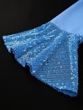 Plus Size Ruffles Neck Lantern Sleeve Sequin Midi Dress GKEN-AM050769
